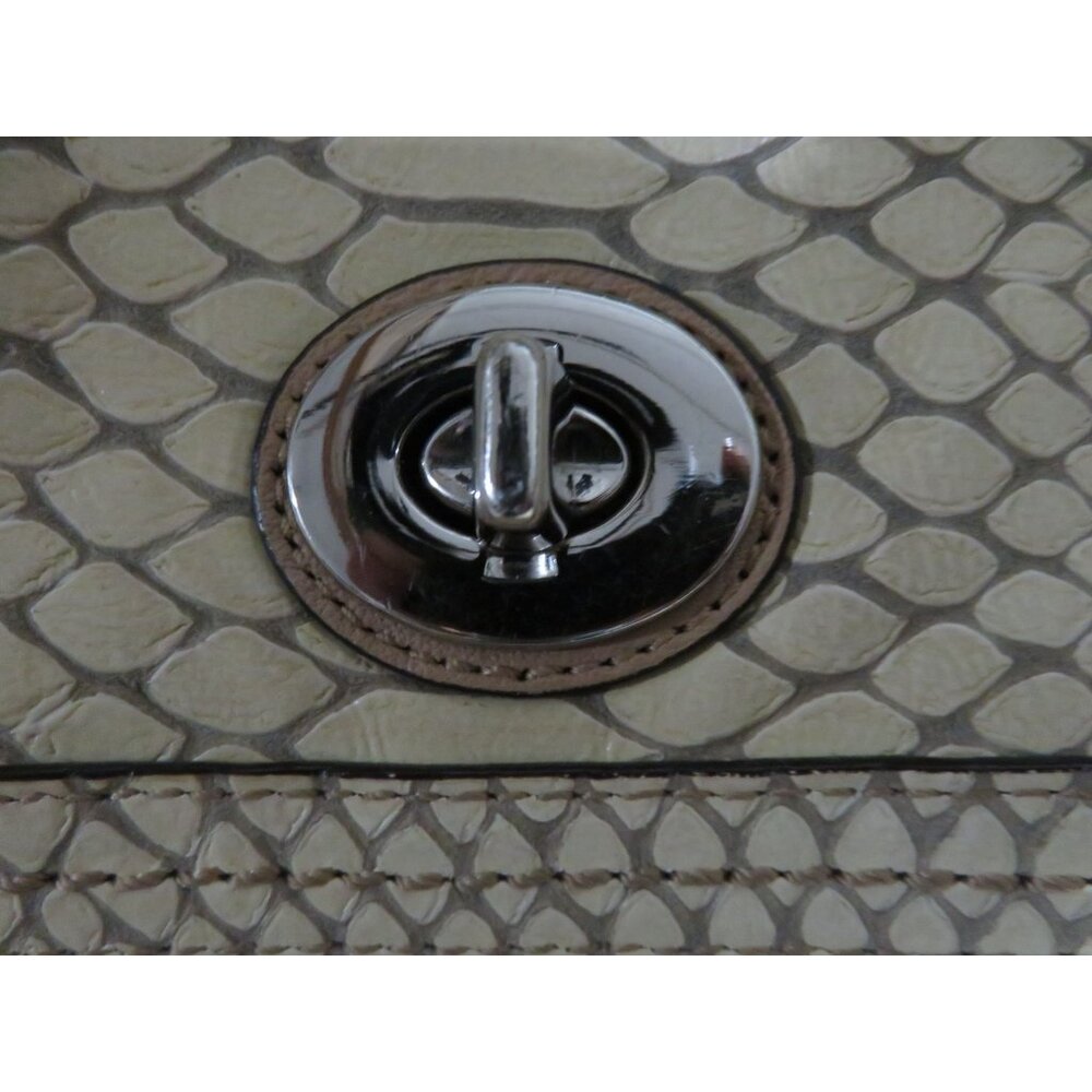 Coach Park Exotic Python Leather Flap Turnlock Crossbody Handbag 24392 In Cream - Picture 8 of 13